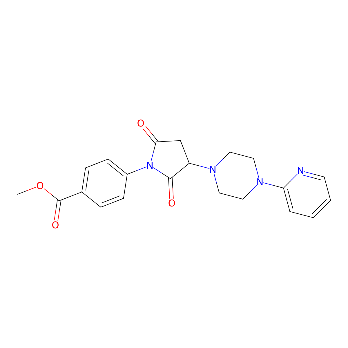 Methyl 4-[2,5-dioxo-3-(4-pyridin-2-ylpiperazin-1-yl)pyrrolidin-1-yl]benzoate molecular structure, CAS 313400-33-8