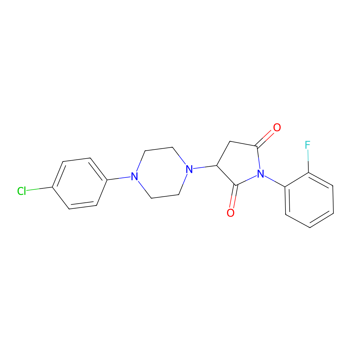 3-[4-(4-Chlorophenyl)piperazin-1-yl]-1-(2-fluorophenyl)pyrrolidine-2,5-dione molecular structure, CAS 313400-34-9