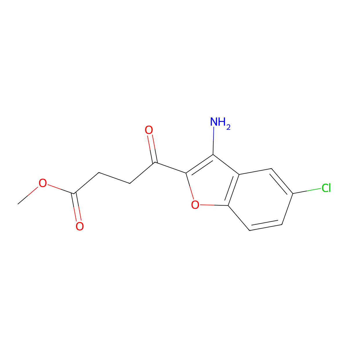 Methyl 4-(3-amino-5-chloro-1-benzofuran-2-yl)-4-oxobutanoate molecular structure, CAS 313400-52-1