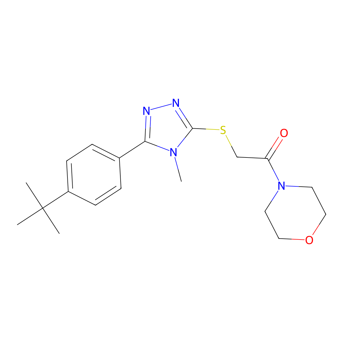 2-[[5-(4-Tert-butylphenyl)-4-methyl-1,2,4-triazol-3-yl]sulfanyl]-1-morpholin-4-ylethanone molecular structure, CAS 313400-75-8
