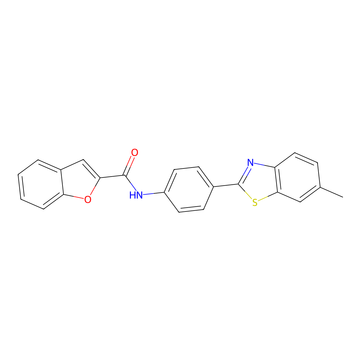 N-[4-(6-methyl-1,3-benzothiazol-2-yl)phenyl]-1-benzofuran-2-carboxamide molecular structure, CAS 313401-19-3