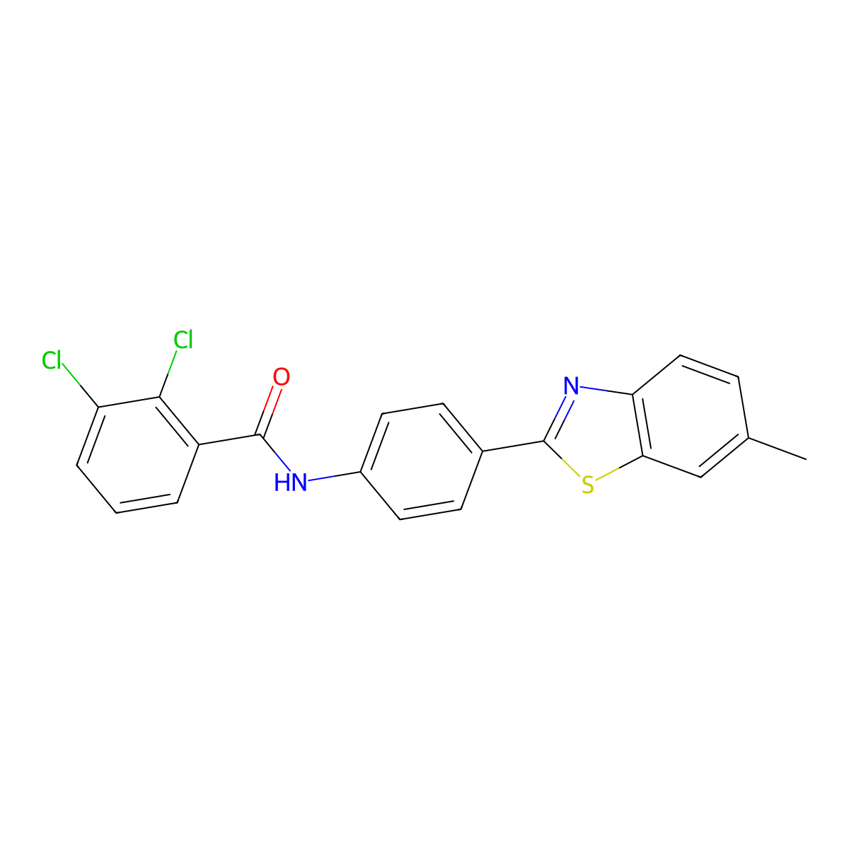 2,3-dichloro-N-[4-(6-methyl-1,3-benzothiazol-2-yl)phenyl]benzamide molecular structure, CAS 313401-43-3