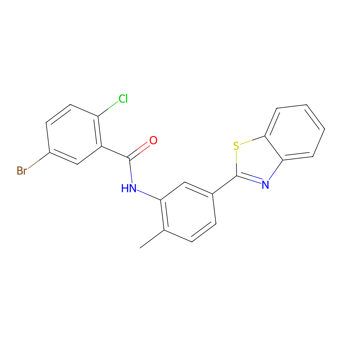 N-[5-(1,3-benzothiazol-2-yl)-2-methylphenyl]-5-bromo-2-chlorobenzamide molecular structure, CAS 313401-50-2