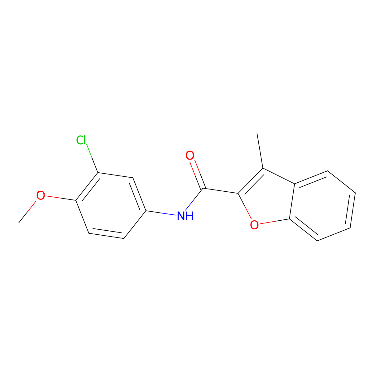 N-(3-chloro-4-methoxyphenyl)-3-methyl-1-benzofuran-2-carboxamide molecular structure, CAS 313401-89-7
