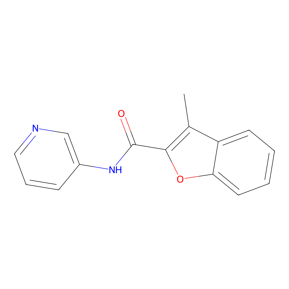 3-methyl-N-(pyridin-3-yl)-1-benzofuran-2-carboxamide molecular structure, CAS 313401-91-1
