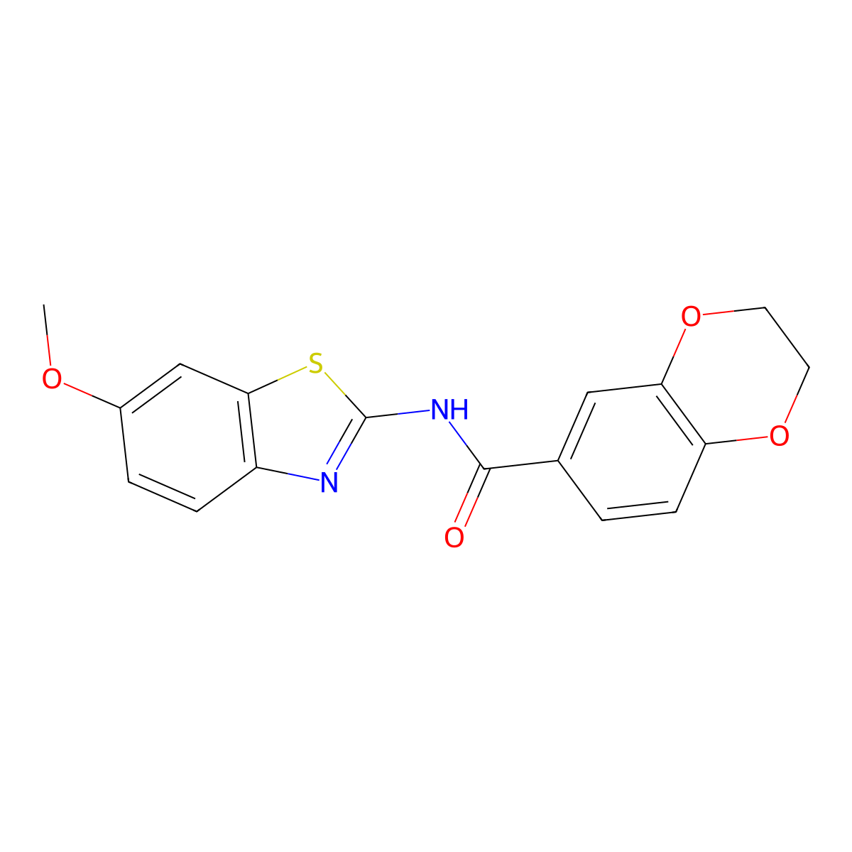 N-(6-methoxy-1,3-benzothiazol-2-yl)-2,3-dihydro-1,4-benzodioxine-6-carboxamide molecular structure, CAS 313402-04-9