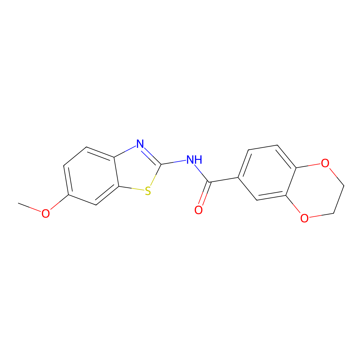 N-(6-methoxy-1,3-benzothiazol-2-yl)-2,3-dihydro-1,4-benzodioxine-6-carboxamide molecular structure, CAS 313402-04-9