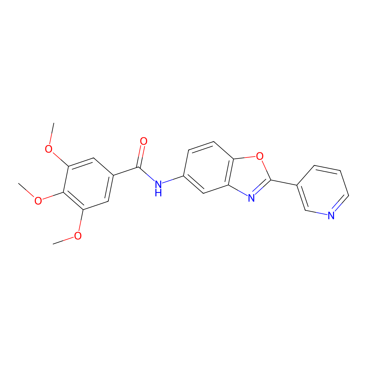 3,4,5-trimethoxy-N-(2-pyridin-3-yl-1,3-benzoxazol-5-yl)benzamide molecular structure, CAS 313402-30-1
