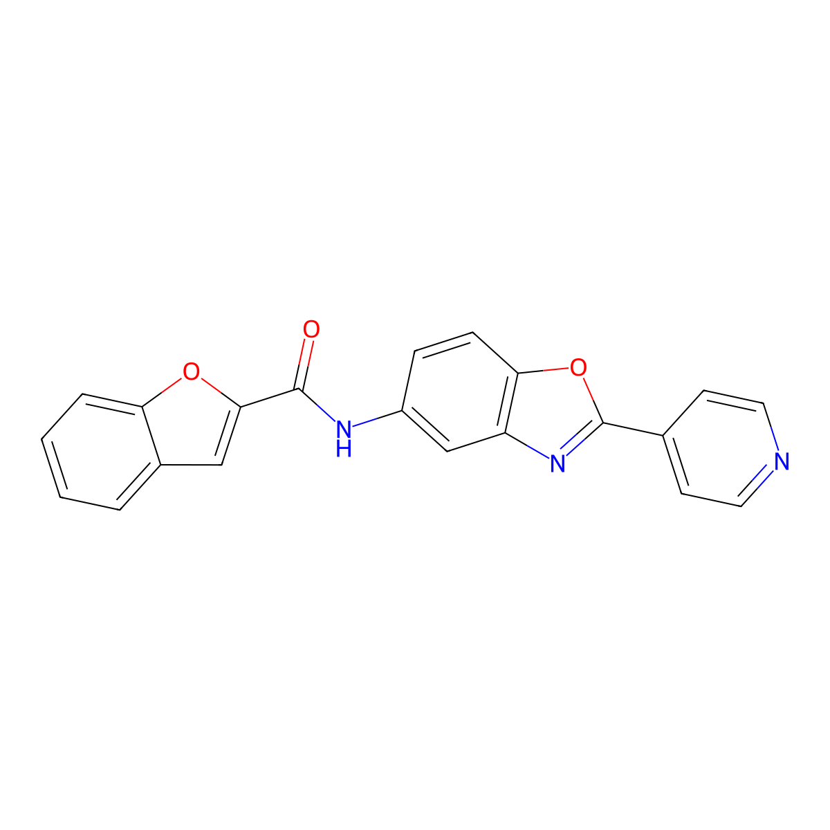 N-(2-pyridin-4-yl-1,3-benzoxazol-5-yl)-1-benzofuran-2-carboxamide molecular structure, CAS 313402-31-2