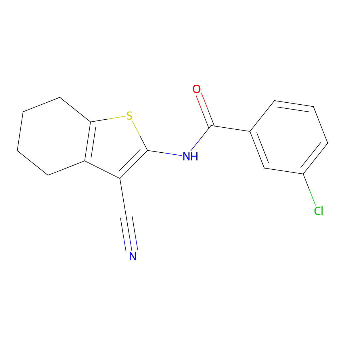 3-chloro-N-(3-cyano-4,5,6,7-tetrahydro-1-benzothiophen-2-yl)benzamide molecular structure, CAS 313402-69-6