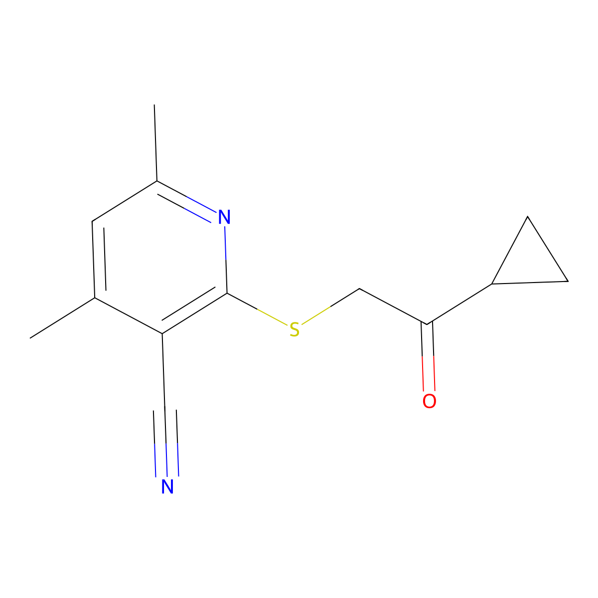 2-[(2-Cyclopropyl-2-oxoethyl)thio]-4,6-dimethyl-3-pyridinecarbonitrile molecular structure, CAS 313402-80-1