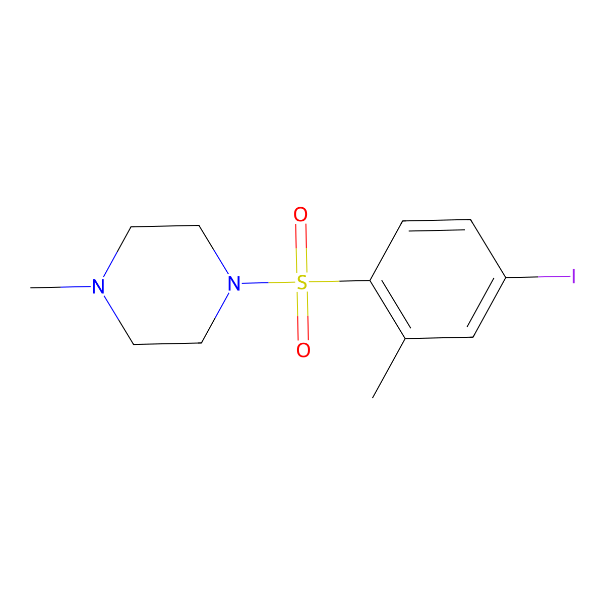 1-((4-Iodo-2-methylphenyl)sulfonyl)-4-methylpiperazine molecular structure, CAS 313402-85-6