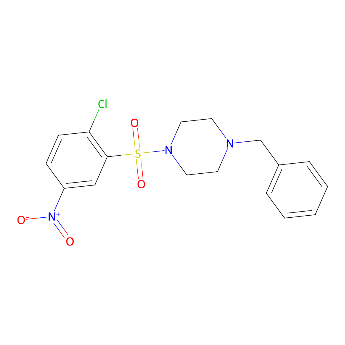 1-Benzyl-4-(2-chloro-5-nitrobenzenesulfonyl)piperazine molecular structure, CAS 313402-92-5