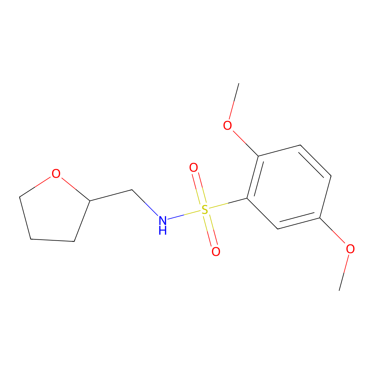 2,5-Dimethoxy-N-(tetrahydro-furan-2-ylmethyl)-benzenesulfonamide molecular structure, CAS 313403-07-5