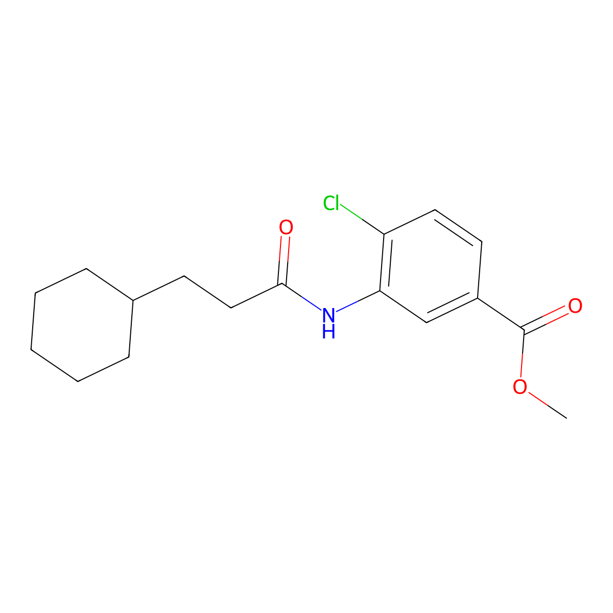 Methyl 4-chloro-3-(3-cyclohexylpropanamido)benzoate molecular structure, CAS 313403-18-8