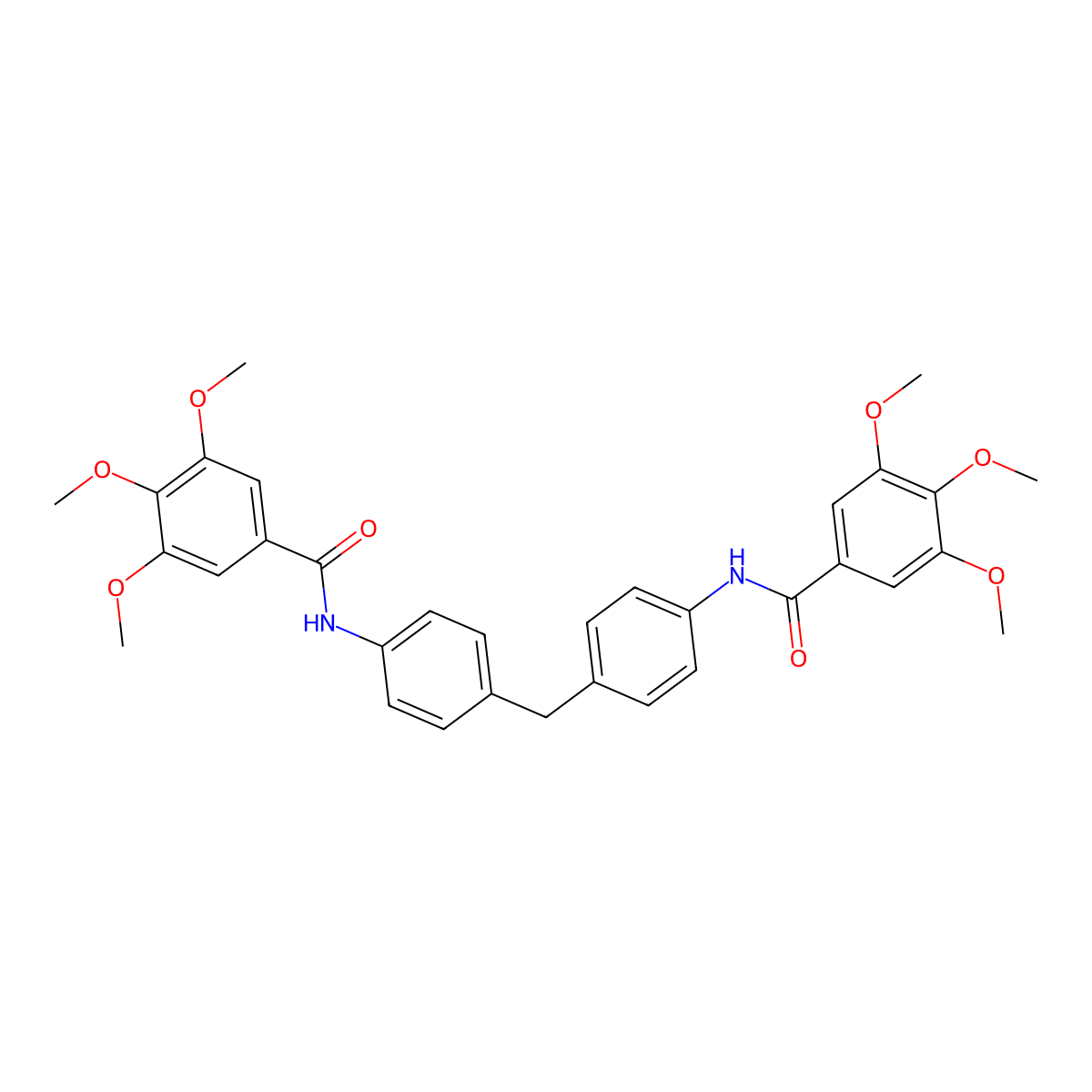3,4,5-trimethoxy-N-[4-[[4-[(3,4,5-trimethoxybenzoyl)amino]phenyl]methyl]phenyl]benzamide molecular structure, CAS 313403-32-6