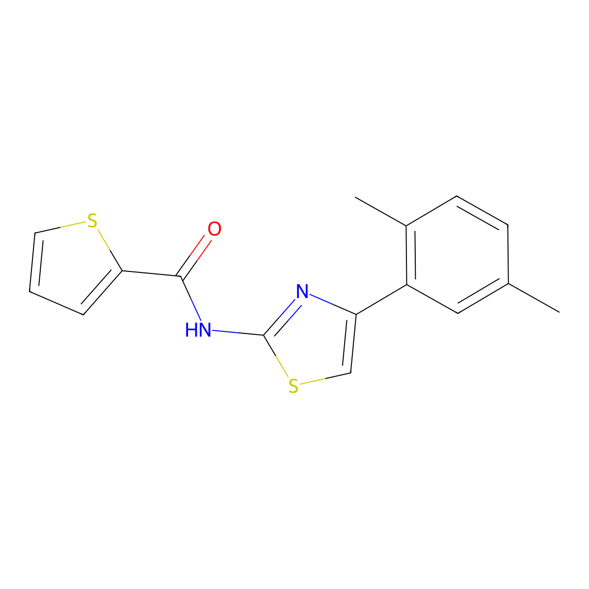 N-[4-(2,5-dimethylphenyl)-1,3-thiazol-2-yl]thiophene-2-carboxamide molecular structure, CAS 313403-37-1