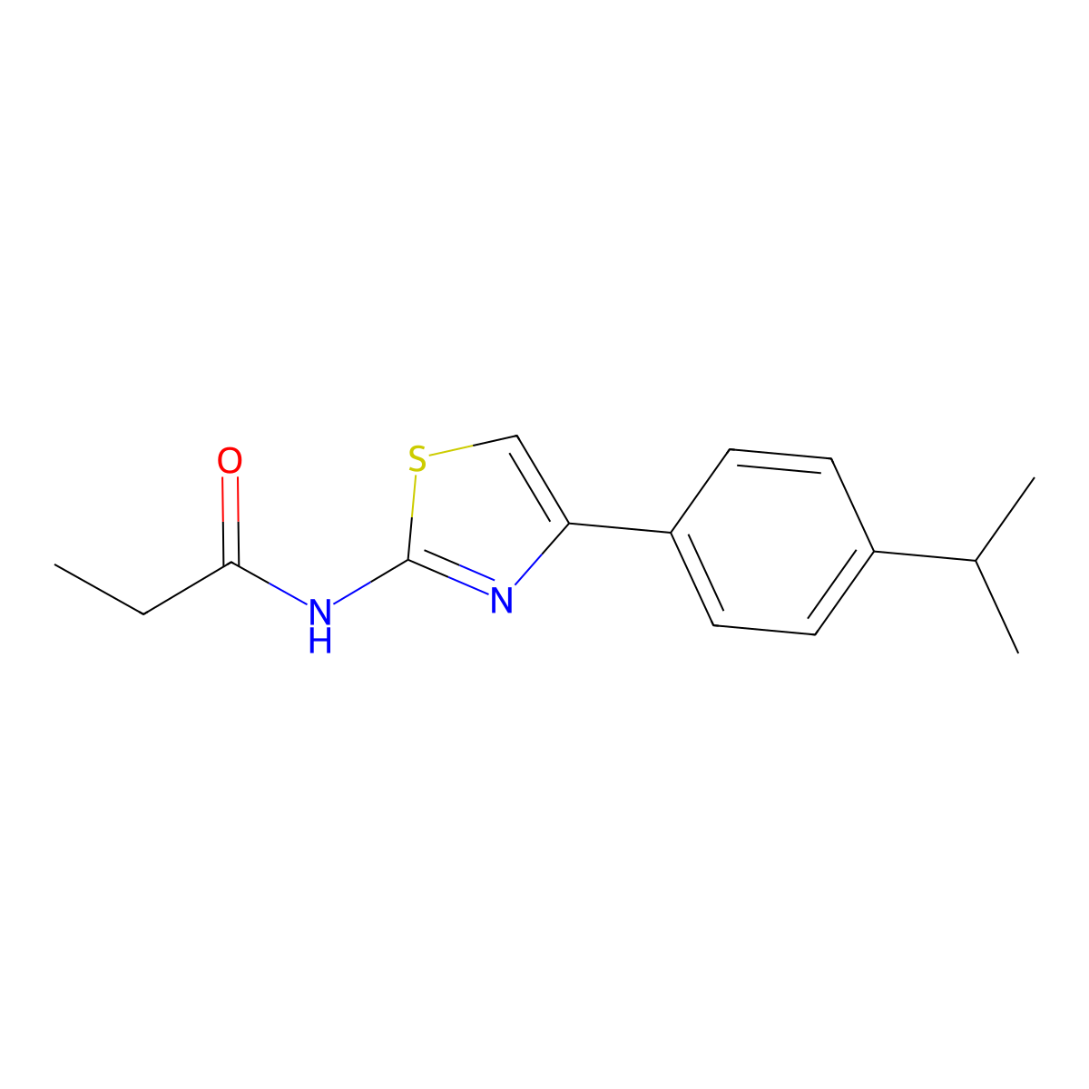 N-(4-(4-isopropylphenyl)thiazol-2-yl)propionamide molecular structure, CAS 313403-42-8