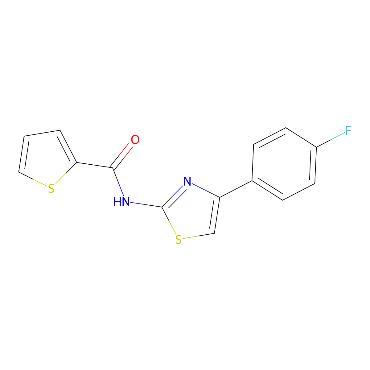 N-[4-(4-fluorophenyl)-1,3-thiazol-2-yl]thiophene-2-carboxamide molecular structure, CAS 313403-49-5