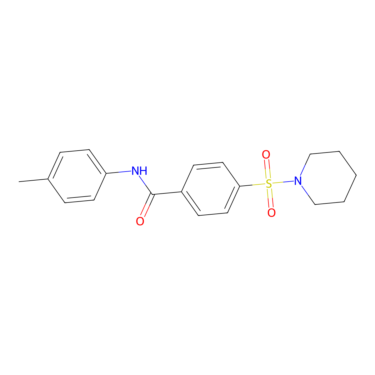 4-(piperidin-1-ylsulfonyl)-N-(p-tolyl)benzamide molecular structure, CAS 313403-60-0