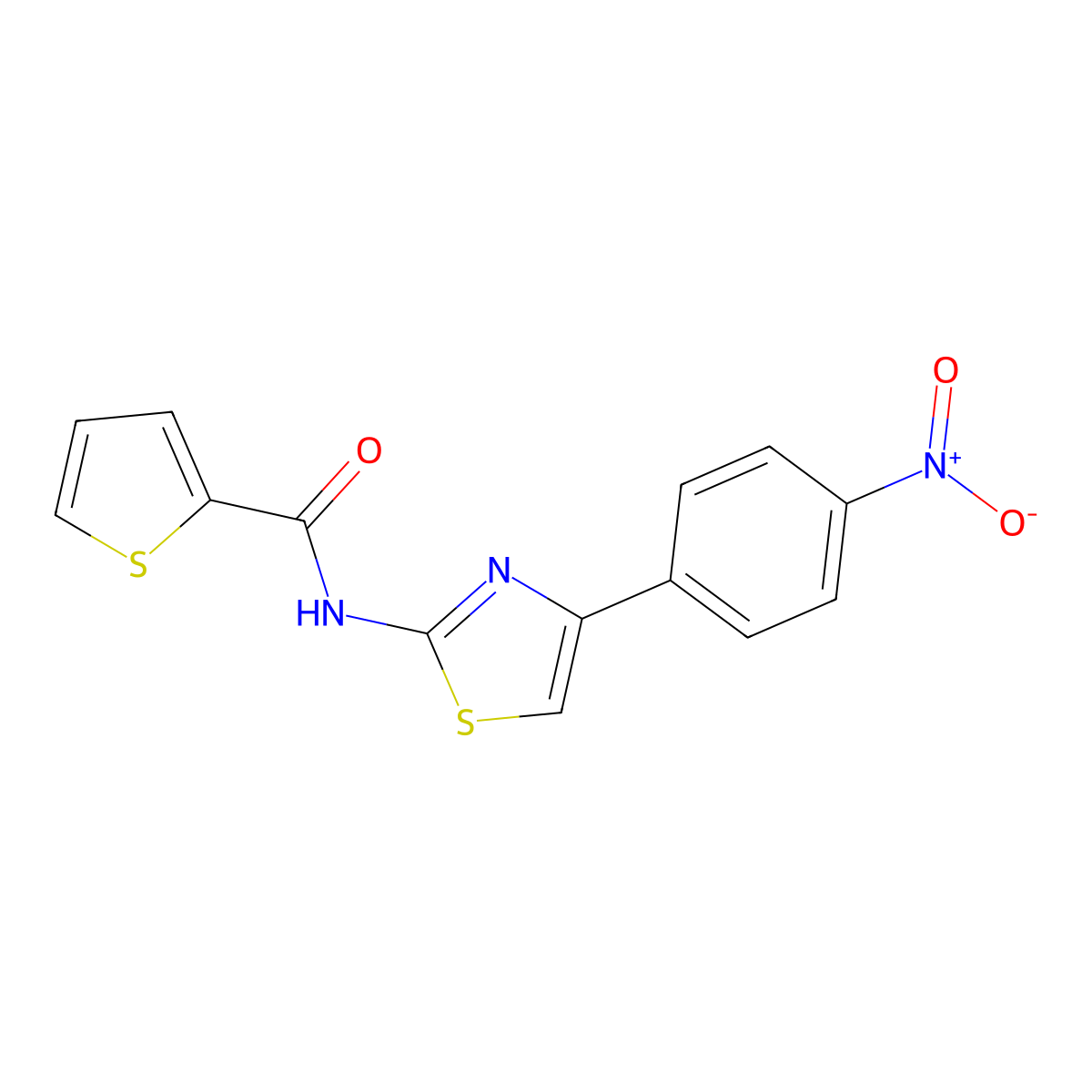 (E)-N-(4-(4-nitrophenyl)thiazol-2(3H)-ylidene)thiophene-2-carboxamide molecular structure, CAS 313403-67-7