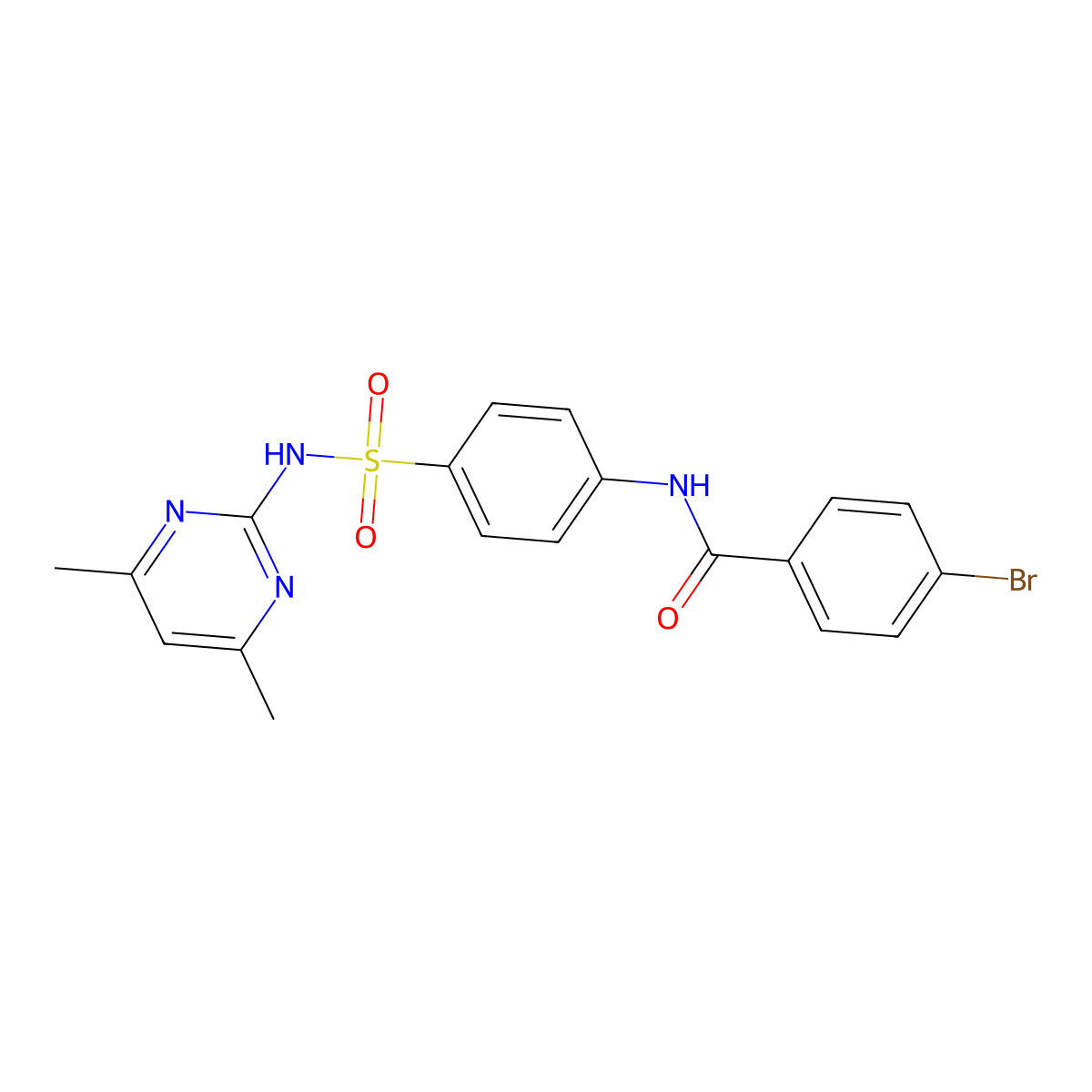 4-bromo-N-(4-(N-(4,6-dimethylpyrimidin-2-yl)sulfamoyl)phenyl)benzamide molecular structure, CAS 313403-78-0