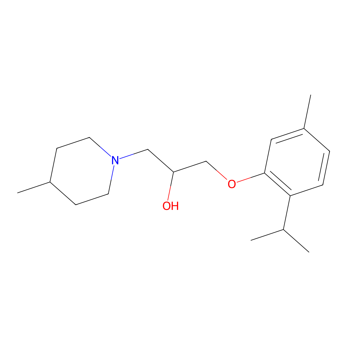 1-(2-Isopropyl-5-methylphenoxy)-3-(4-methyl-1-piperidinyl)-2-propanol molecular structure, CAS 313403-90-6