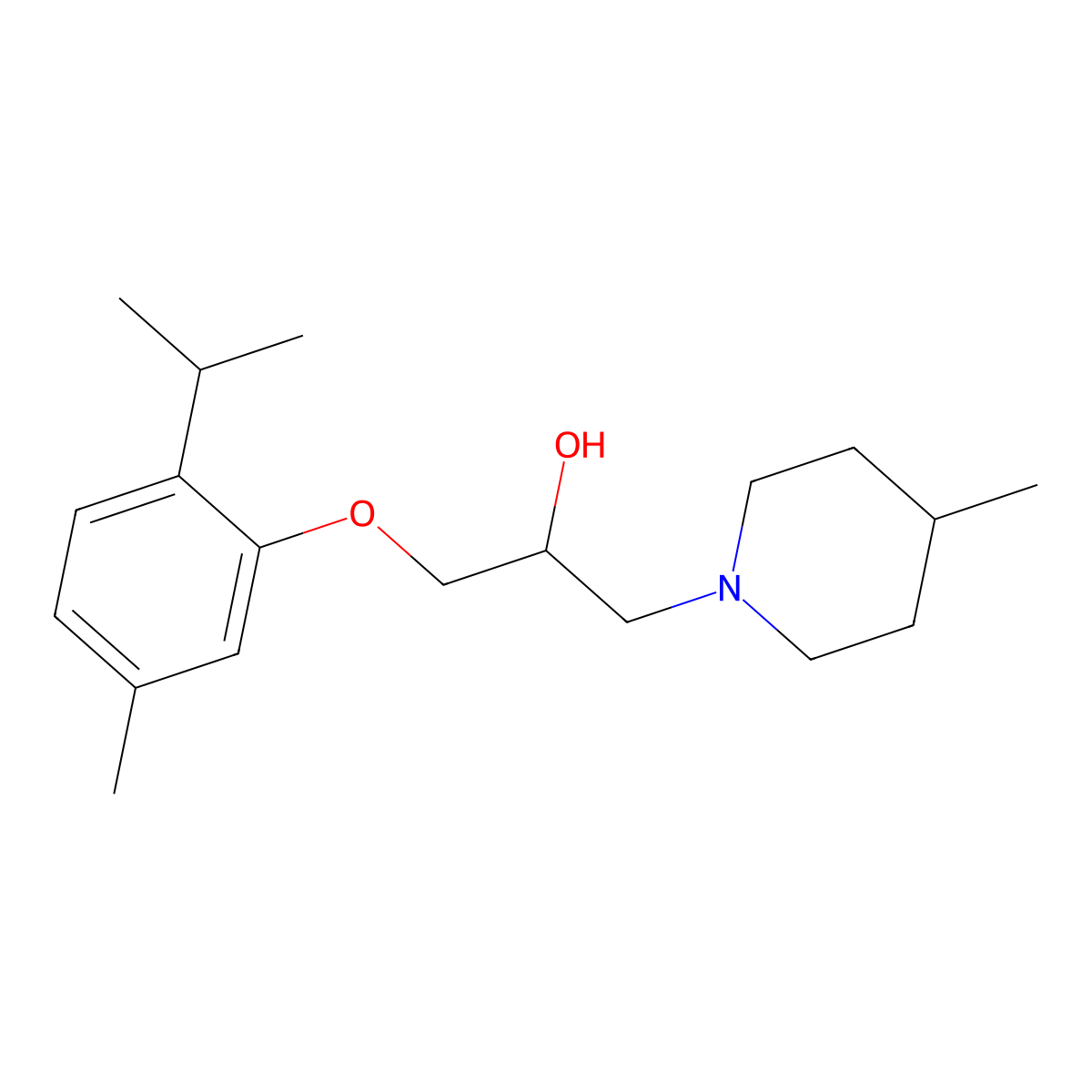 1-(2-Isopropyl-5-methylphenoxy)-3-(4-methyl-1-piperidinyl)-2-propanol molecular structure, CAS 313403-90-6