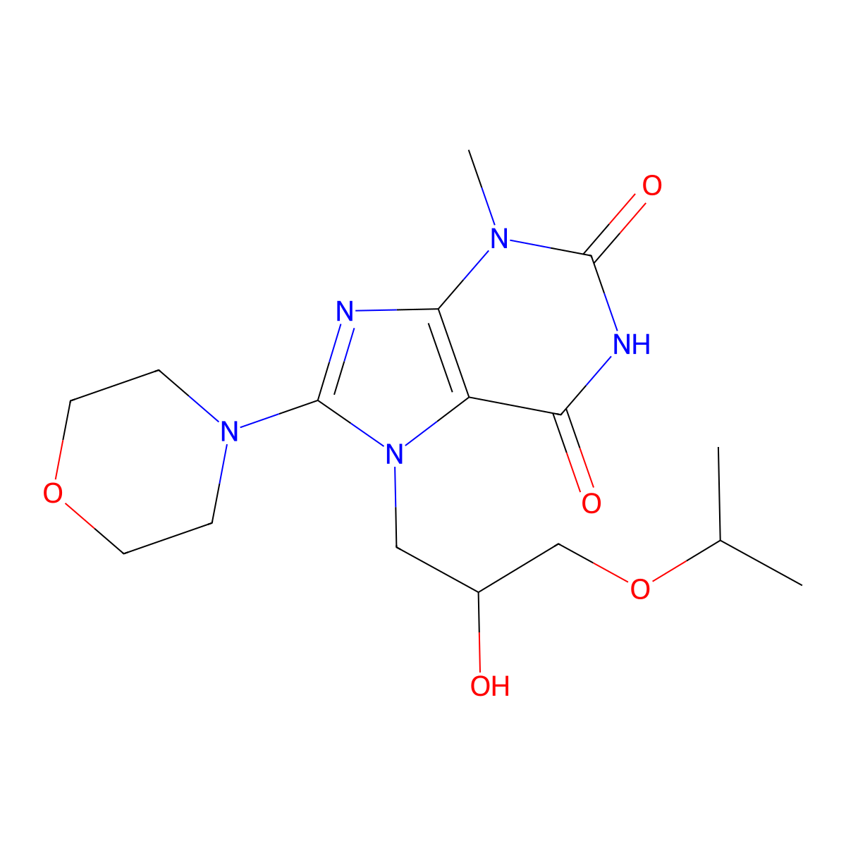 7-(2-hydroxy-3-isopropoxypropyl)-3-methyl-8-morpholino-1H-purine-2,6(3H,7H)-dione molecular structure, CAS 313403-91-7