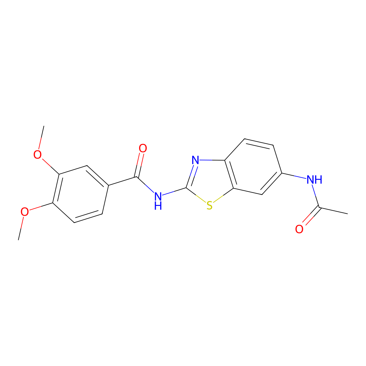 N-(6-acetamido-1,3-benzothiazol-2-yl)-3,4-dimethoxybenzamide molecular structure, CAS 313403-97-3