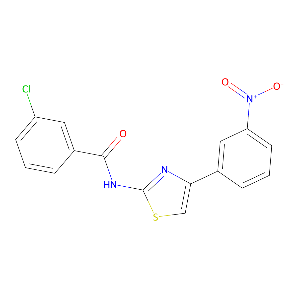 3-chloro-N-[4-(3-nitrophenyl)-1,3-thiazol-2-yl]benzamide molecular structure, CAS 313404-08-9