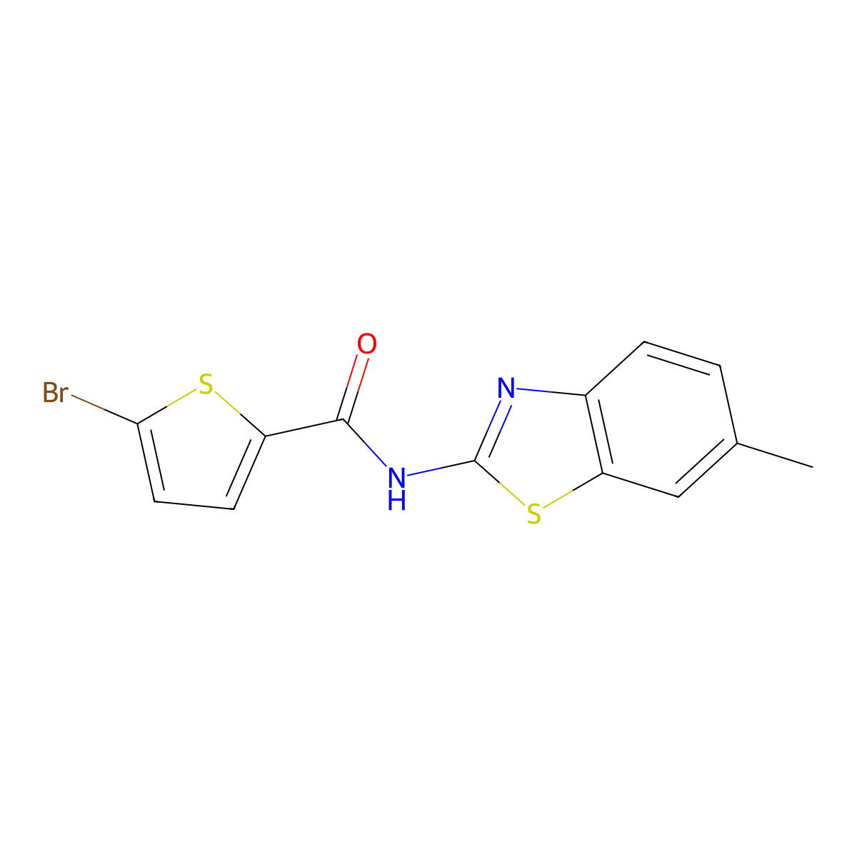 5-bromo-N-(6-methyl-1,3-benzothiazol-2-yl)thiophene-2-carboxamide molecular structure, CAS 313404-39-6