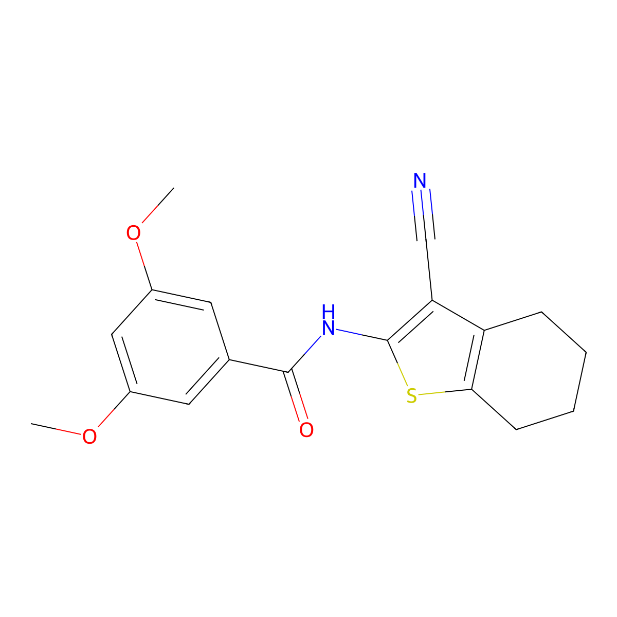 N-(3-cyano-4,5,6,7-tetrahydro-1-benzothiophen-2-yl)-3,5-dimethoxybenzamide molecular structure, CAS 313404-43-2