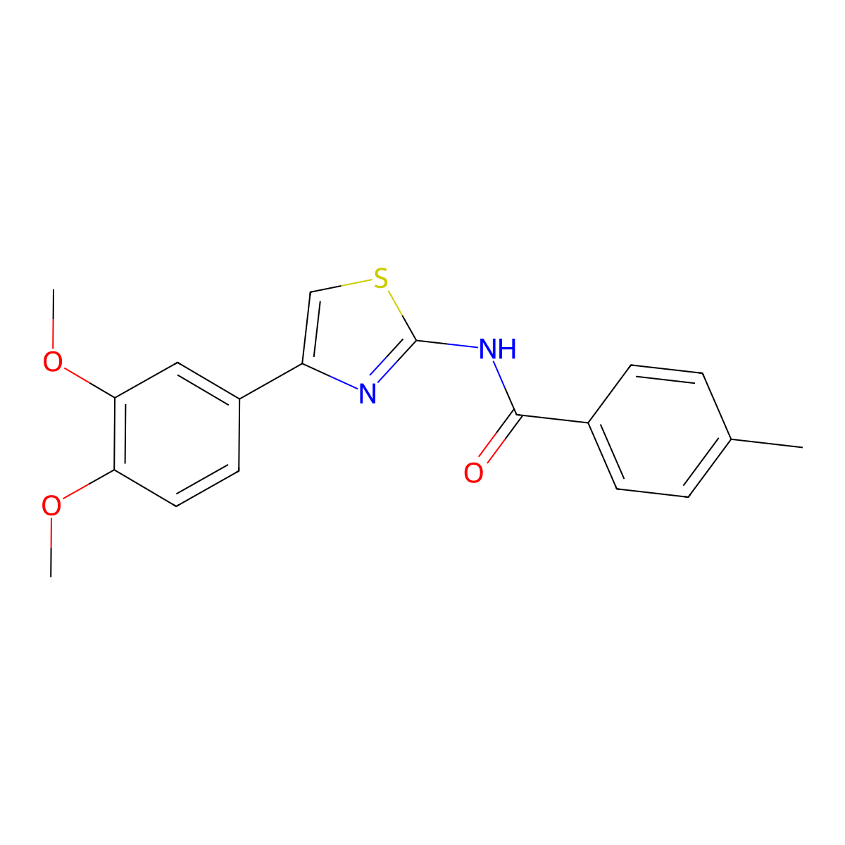 N-[4-(3,4-dimethoxyphenyl)-1,3-thiazol-2-yl]-4-methylbenzamide molecular structure, CAS 313404-51-2