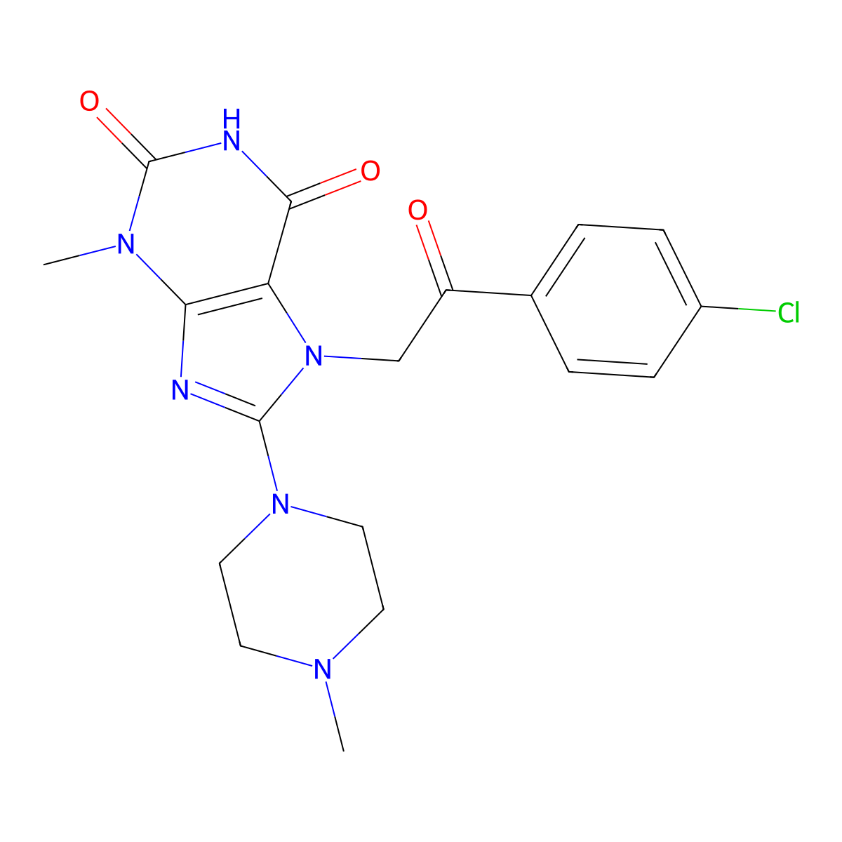7-(2-(4-chlorophenyl)-2-oxoethyl)-3-methyl-8-(4-methylpiperazin-1-yl)-1H-purine-2,6(3H,7H)-dione molecular structure, CAS 313404-64-7