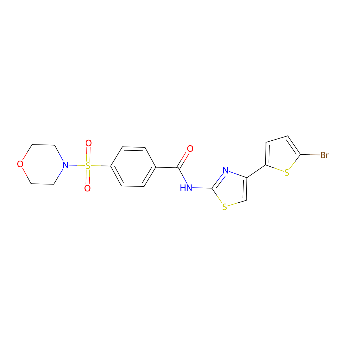 N-(4-(5-bromothiophen-2-yl)thiazol-2-yl)-4-(morpholinosulfonyl)benzamide molecular structure, CAS 313404-65-8