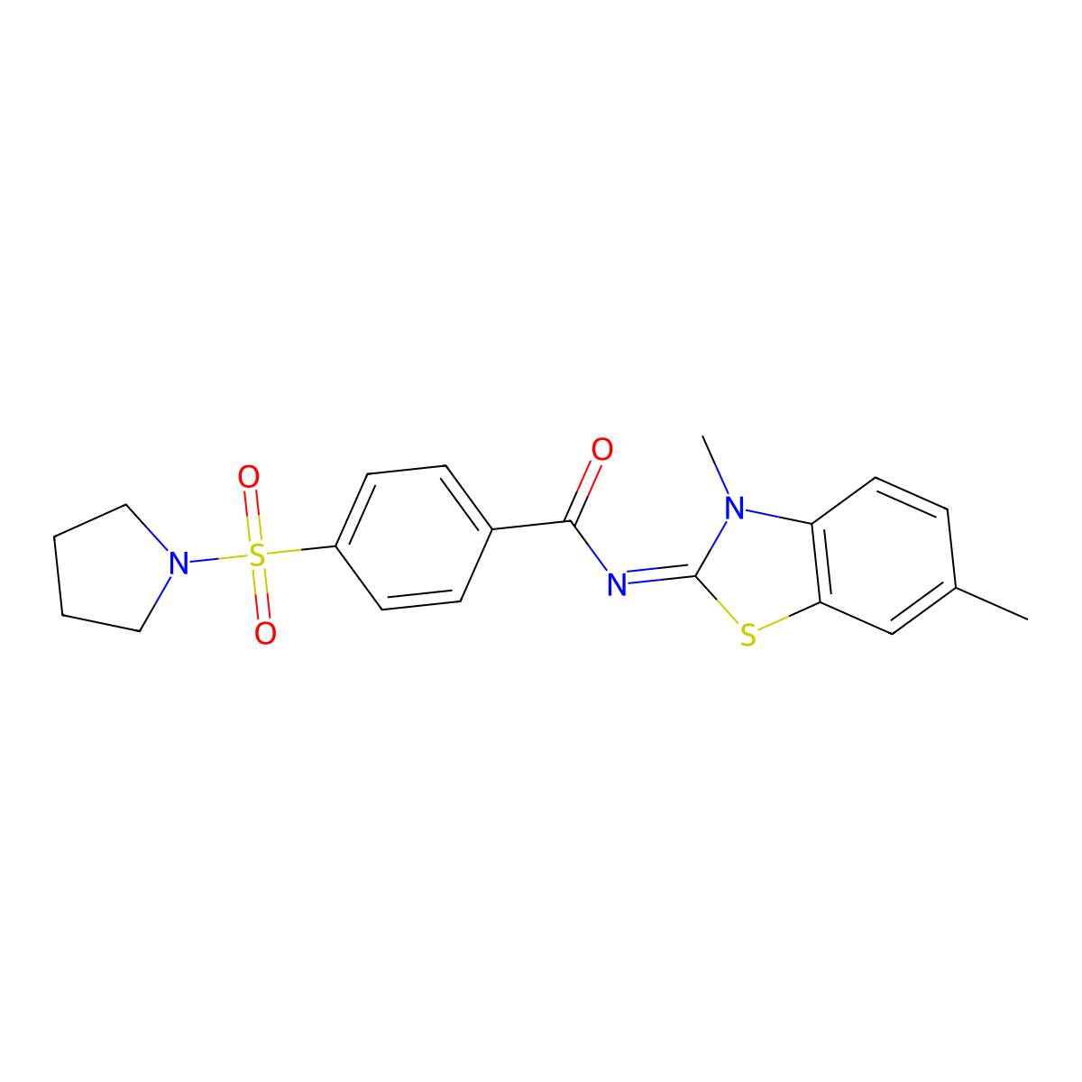 N-(3,6-dimethyl-1,3-benzothiazol-2-ylidene)-4-pyrrolidin-1-ylsulfonylbenzamide molecular structure, CAS 313404-78-3