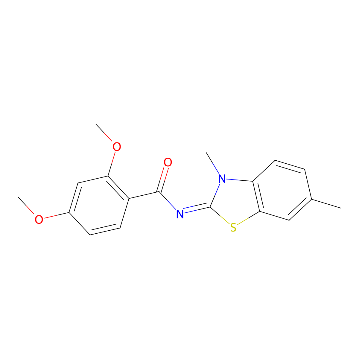 N-(3,6-dimethyl-1,3-benzothiazol-2-ylidene)-2,4-dimethoxybenzamide molecular structure, CAS 313404-81-8