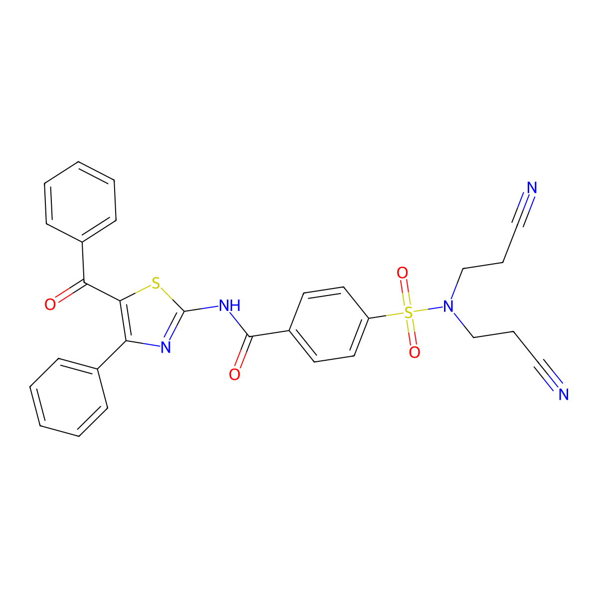 N-(5-benzoyl-4-phenyl-1,3-thiazol-2-yl)-4-[bis(2-cyanoethyl)sulfamoyl]benzamide molecular structure, CAS 313404-99-8