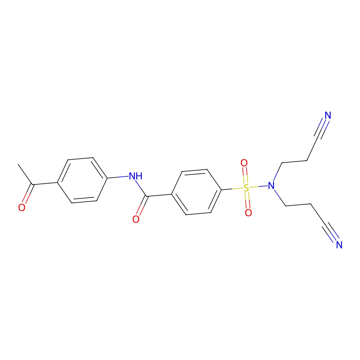 N-(4-acetylphenyl)-4-[bis(2-cyanoethyl)sulfamoyl]benzamide molecular structure, CAS 313405-03-7