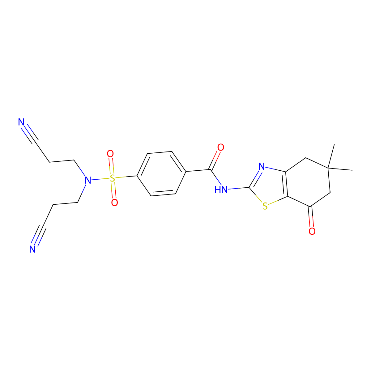 4-[bis(2-cyanoethyl)sulfamoyl]-N-(5,5-dimethyl-7-oxo-4,6-dihydro-1,3-benzothiazol-2-yl)benzamide molecular structure, CAS 313405-05-9