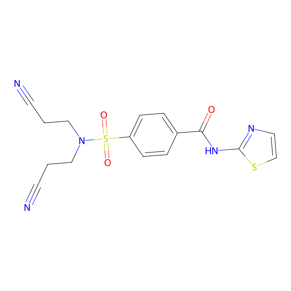 4-(N,N-bis(2-cyanoethyl)sulfamoyl)-N-(thiazol-2-yl)benzamide molecular structure, CAS 313405-14-0