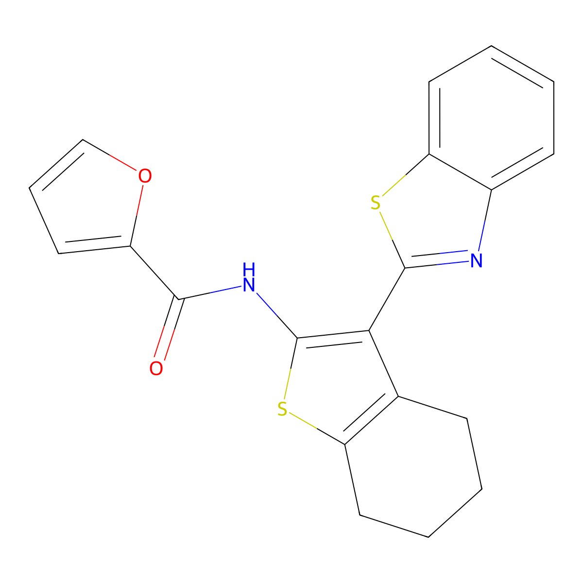 N-[3-(1,3-benzothiazol-2-yl)-4,5,6,7-tetrahydro-1-benzothiophen-2-yl]furan-2-carboxamide molecular structure, CAS 313405-16-2