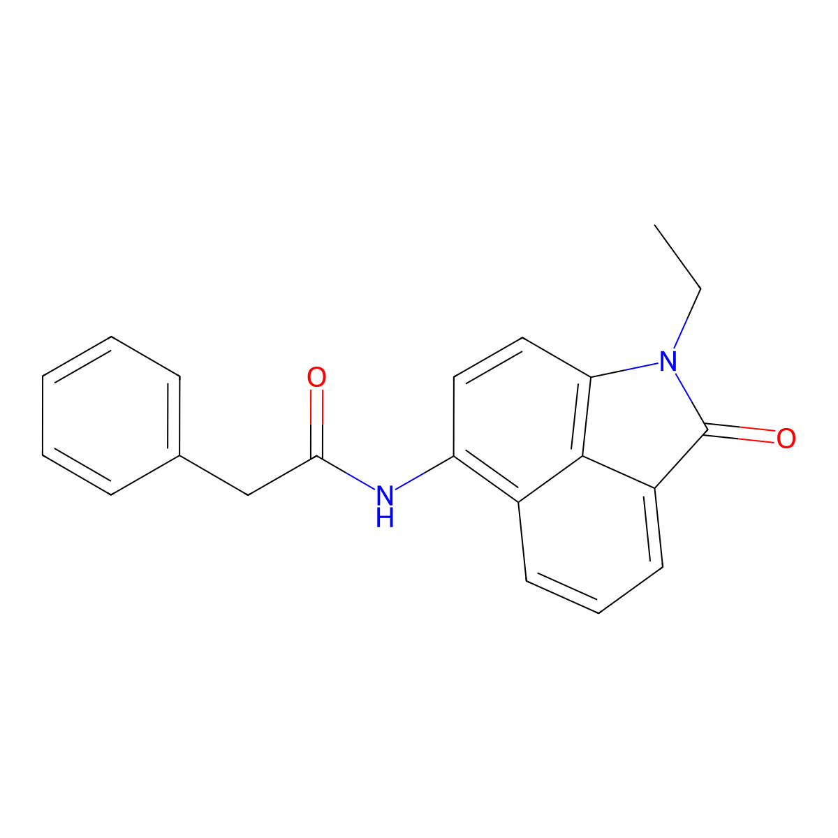 N-{2-ethyl-3-oxo-2-azatricyclo[6.3.1.0^{4,12}]dodeca-1(11),4(12),5,7,9-pentaen-9-yl}-2-phenylacetamide molecular structure, CAS 313405-17-3