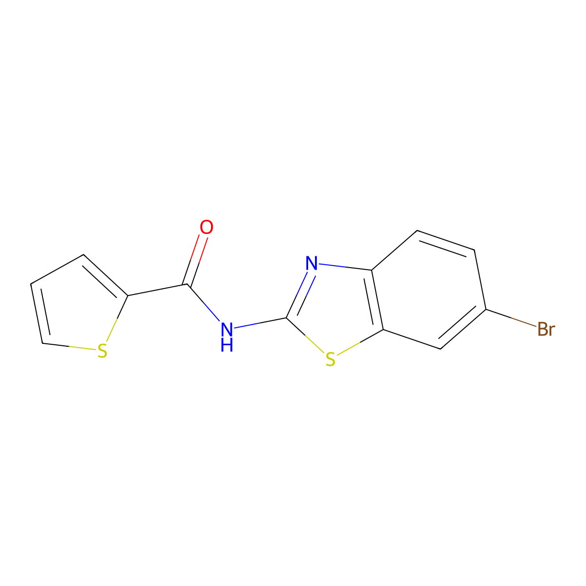 N-(6-bromo-1,3-benzothiazol-2-yl)thiophene-2-carboxamide molecular structure, CAS 313405-20-8