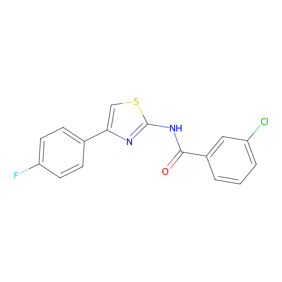 3-chloro-N-[4-(4-fluorophenyl)-1,3-thiazol-2-yl]benzamide molecular structure, CAS 313405-30-0