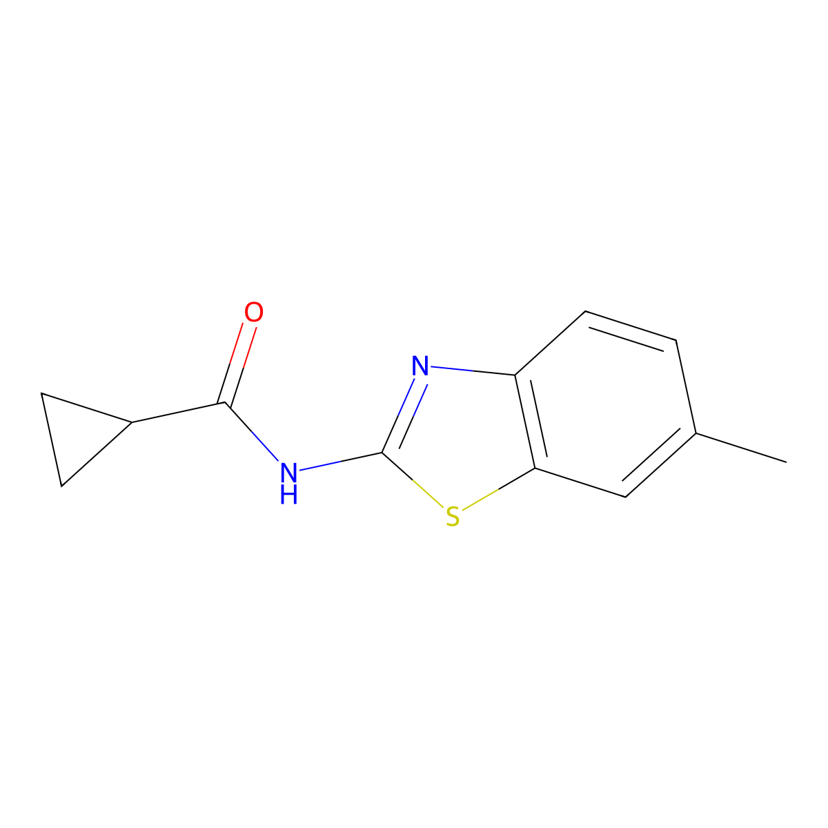 N-(6-methyl-1,3-benzothiazol-2-yl)cyclopropanecarboxamide molecular structure, CAS 313405-48-0