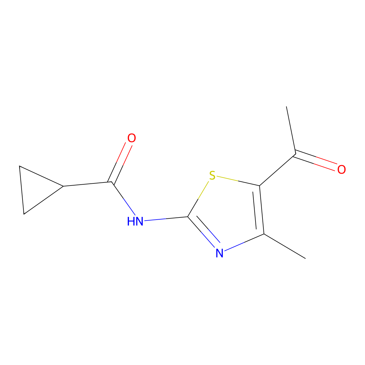 Cyclopropanecarboxamide, N-(5-acetyl-4-methyl-2-thiazolyl)- molecular structure, CAS 313405-55-9