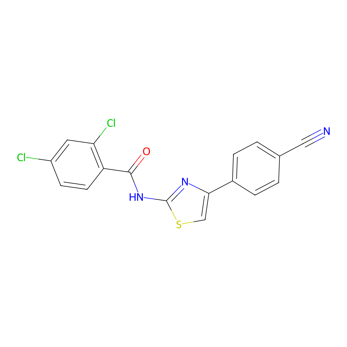 2,4-dichloro-N-[4-(4-cyanophenyl)-1,3-thiazol-2-yl]benzamide molecular structure, CAS 313405-75-3
