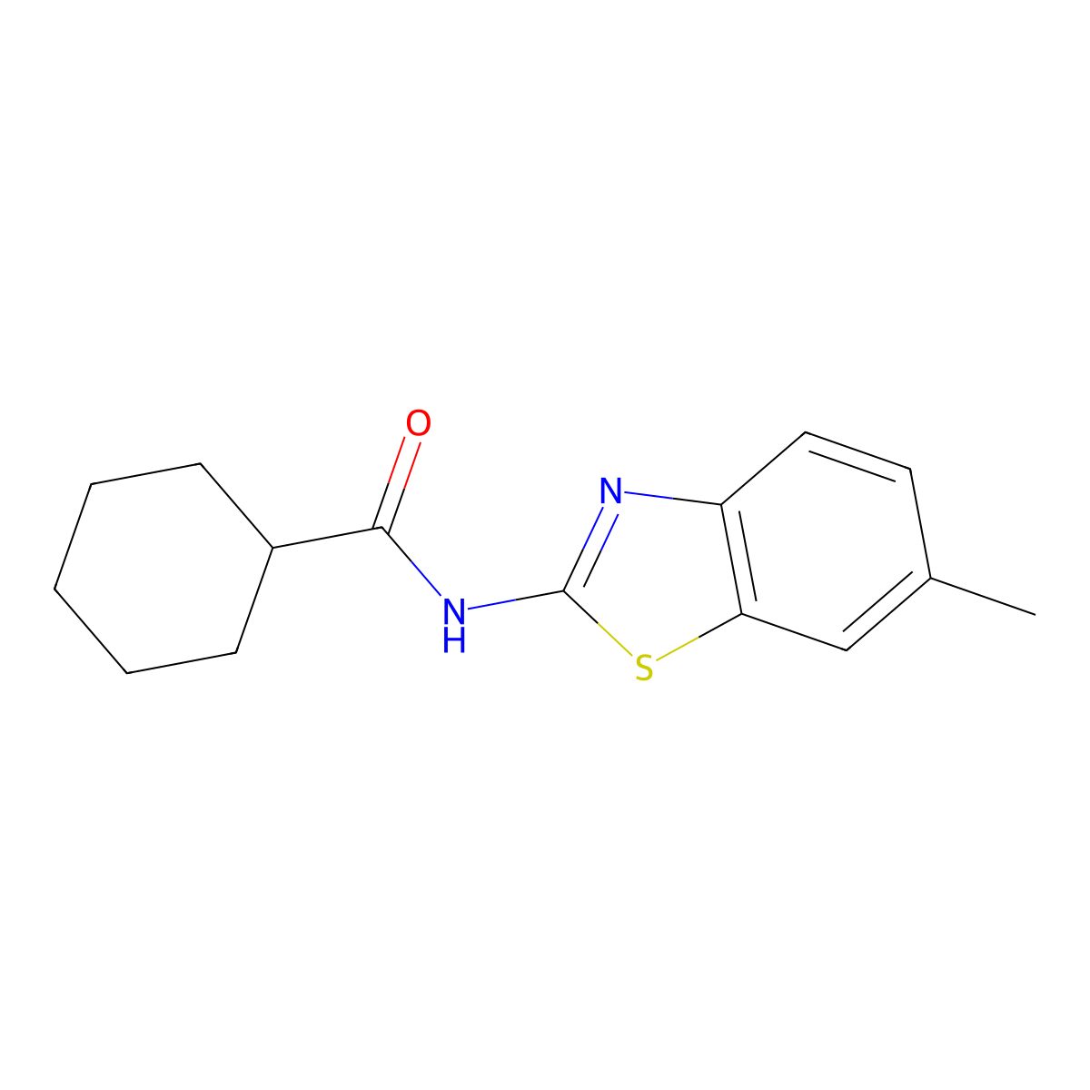 N-(6-methyl-1,3-benzothiazol-2-yl)cyclohexanecarboxamide molecular structure, CAS 313405-76-4